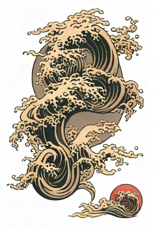 japanese waves tattoo design idea