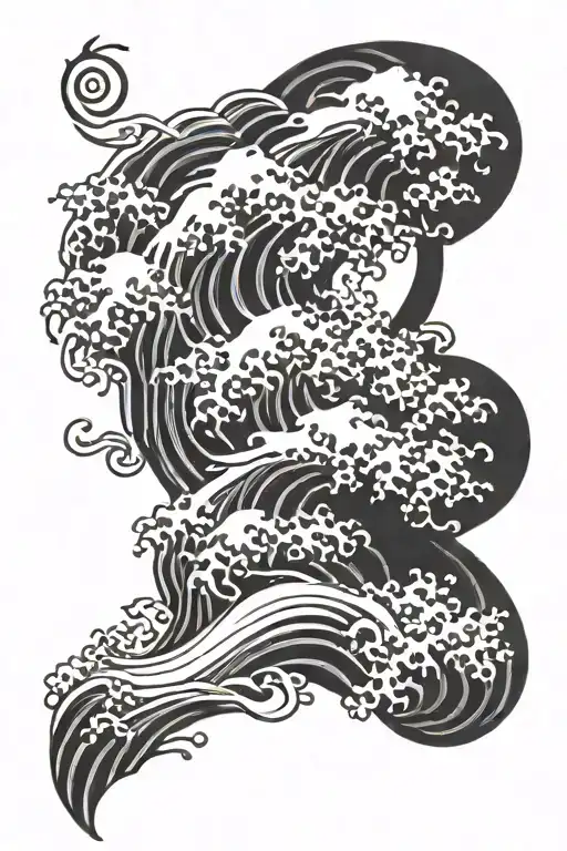 japanese waves tattoo design idea