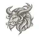 an angry Lion head with the horns of a ram tattoo design idea