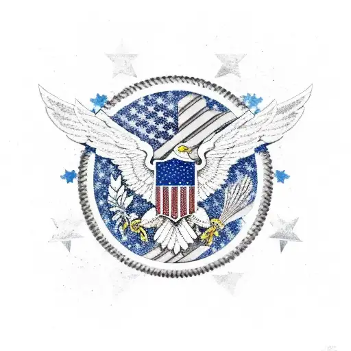 American flag with eagle and police  tattoo design idea