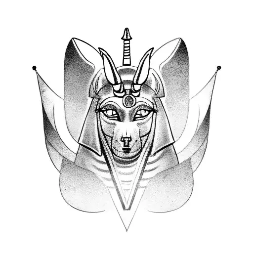 A tattoo of the Egyptian god Anubis holding the scales of justice, with a backdrop of the Palestinian flag tattoo design idea