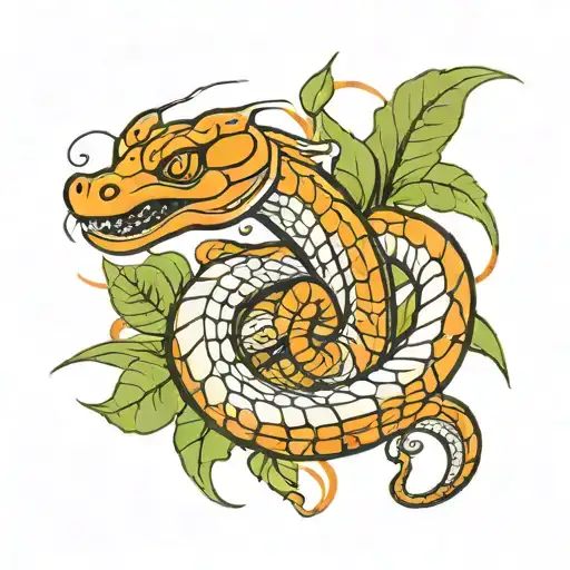a mix between a scorpion and a snake in orange tones  tattoo design idea