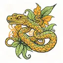 a mix between a scorpion and a snake in orange tones  tattoo design idea