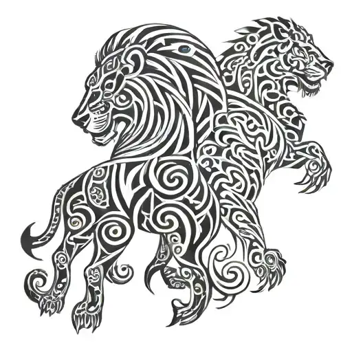 spartan and lion  tattoo design idea