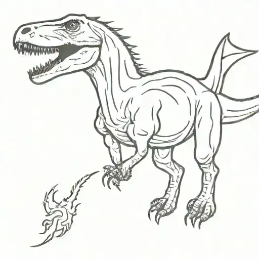 dinosaur with daddy seer written tattoo design idea