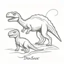 dinosaur with daddy seer written tattoo design idea