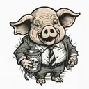 pig holding bag of cocaine tattoo design idea
