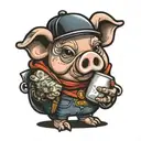 pig holding bag of cocaine tattoo design idea