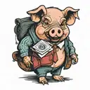 pig holding bag of cocaine tattoo design idea