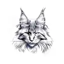 a red maine coon cat tattoo design idea