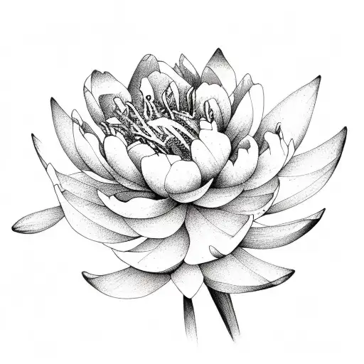 peony and waterlily and daffodil  bouquet  tattoo design idea