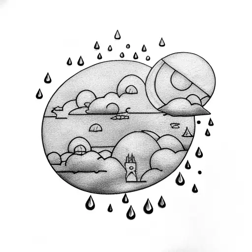 rain clouds in sun tattoo design idea