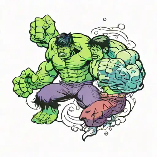 incredible hulk fighting tattoo design idea