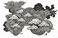 blessed in Japanese with clouds tattoo design idea