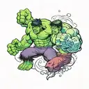 incredible hulk fighting tattoo design idea
