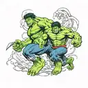 incredible hulk fighting tattoo design idea