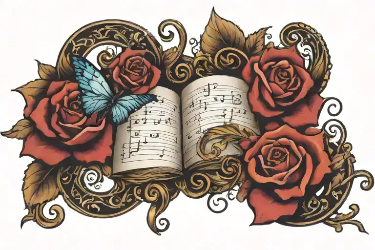 amazing grace music sheet tattoo design idea