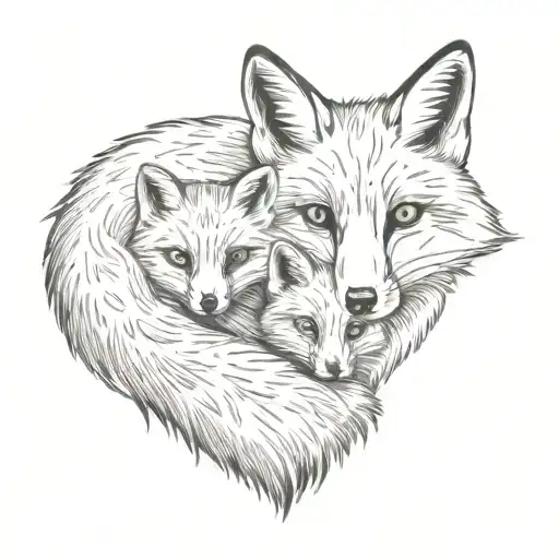 fox mother and baby tattoo design idea