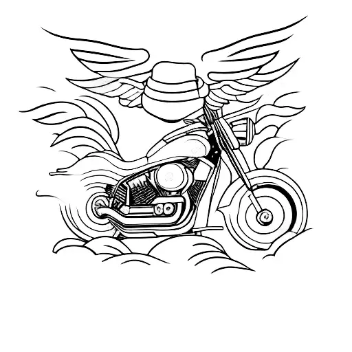 bourbon glass and motorcycle  tattoo design idea