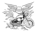 bourbon glass and motorcycle  tattoo design idea