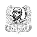 bourbon glass and motorcycle  tattoo design idea