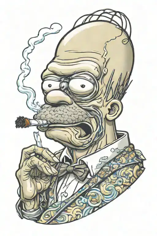 Homer Simpson smoking tattoo design idea