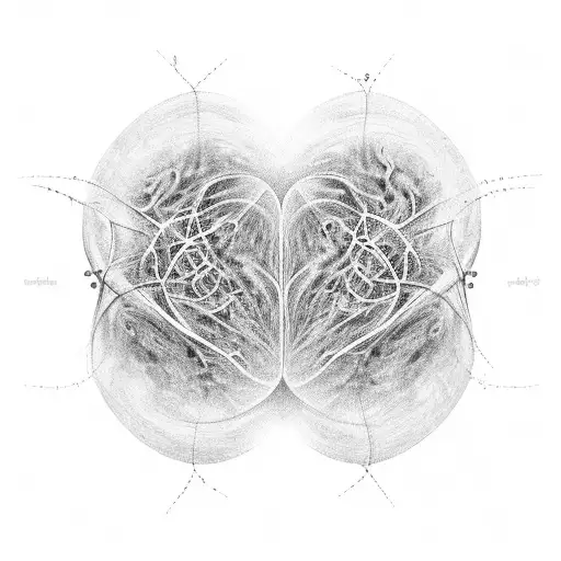 An abstract design of interconnected neurons forming the shape of a heart, reflecting the deep connection between the mind and emotions. tattoo design idea