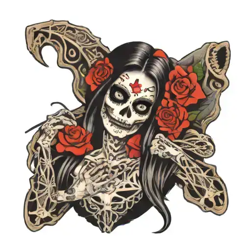 santa muerte killing rats eyebrows good and bad   tattoo design idea