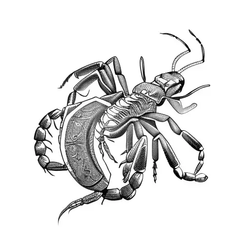 seperate images of a scorpion, Bull, represented together  tattoo design idea