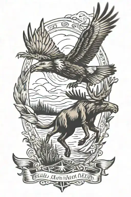 memorial tattoo for dad, moose, eagle soaring tattoo design idea