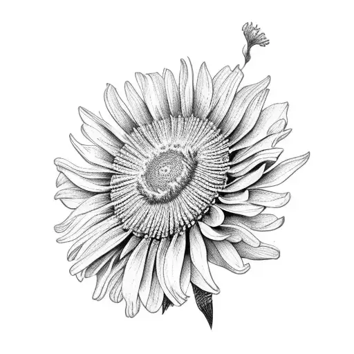 chrysanthemum and morning glory and aster bouquet tattoo design idea