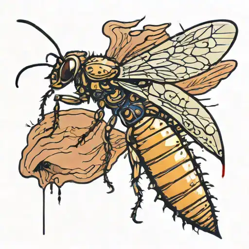 a peice of wax falling on a termite that's choking on splinters tattoo design idea