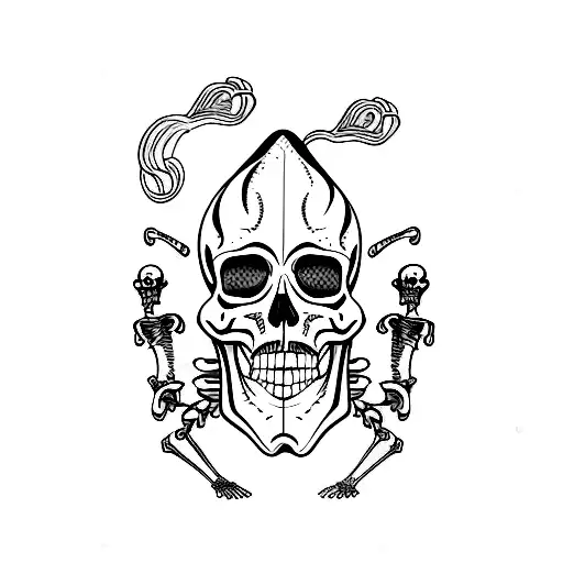 tombstone skeleton tattoo design idea
