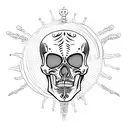 tombstone skeleton tattoo design idea