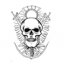 tombstone skeleton tattoo design idea