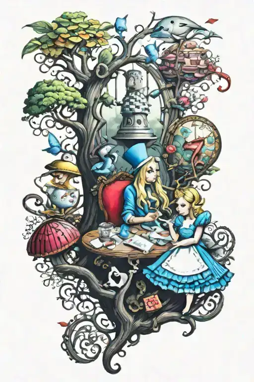 Alice in Wonderland tattoo design idea