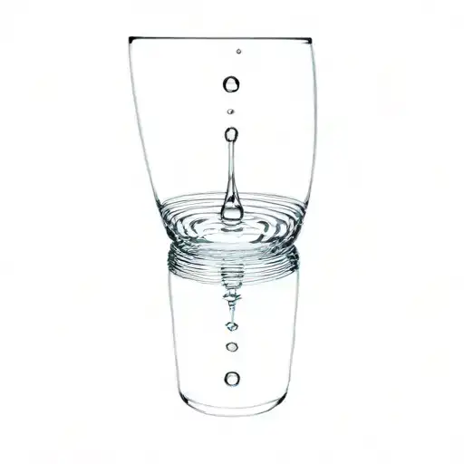 a water droplet ripples like a unique audio waveform, with reflection in a calm beauty tattoo design idea