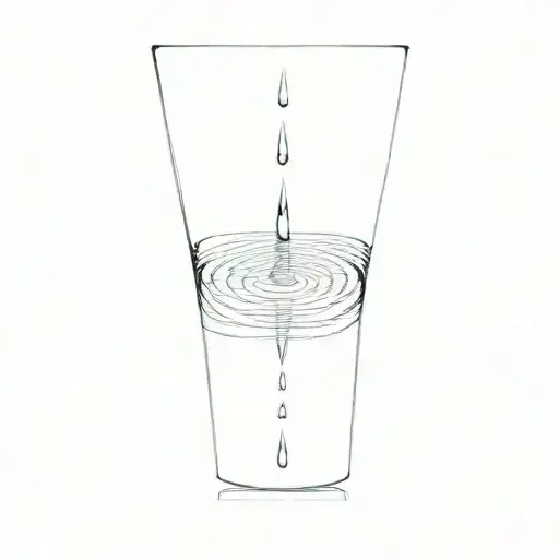 a water droplet ripples reflection like audio waveform, low resonant frequency. tattoo design idea