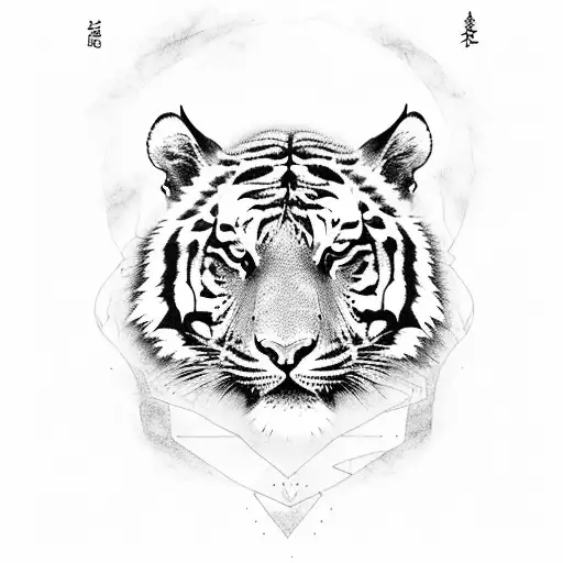 A tiger wandering through a moonlit forest tattoo design idea