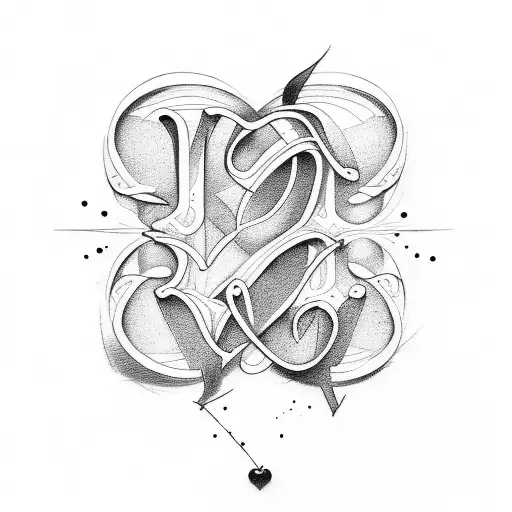  a tattoo design depicting the word "Love" made with the words "Father" "Mother" "Sister"  and "Brother" tattoo design idea