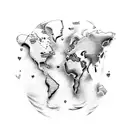  a tattoo design depicting the world "Love" made with the words "Father" "Mother" "Sister"  and "Brother" tattoo design idea