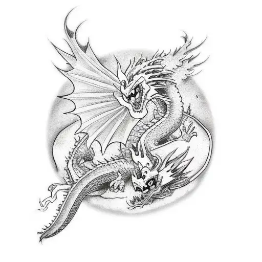 dragon and phoenix tattoo design idea