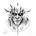 Darth maul, Sith, evil, greyscale, photorealistic tattoo design idea