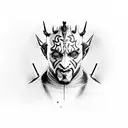 Darth maul, Sith, evil, greyscale, photorealistic tattoo design idea