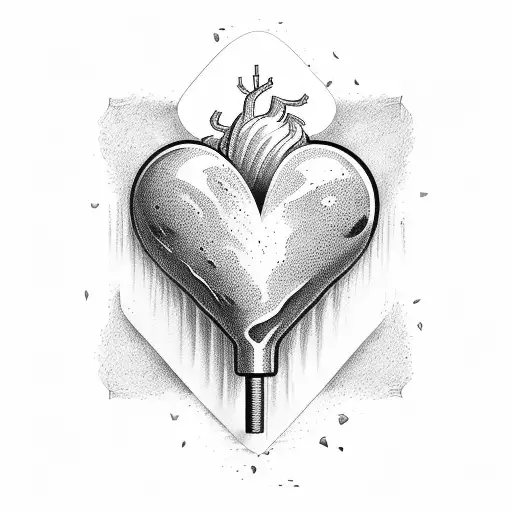 heart shovel dirt tattoo design idea
