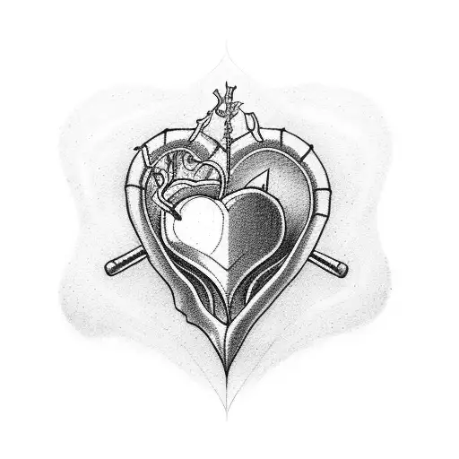 shovel heart tattoo design idea