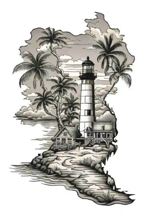 Cape cod, georgia, and florida mixed together tattoo design idea