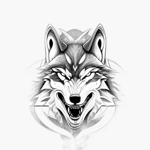Norse Fenrir, wolf head ferocious and anger tattoo design idea