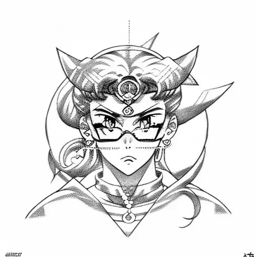 A tattoo of Sailor Moon and Jojo's Bizarre Adventure characters in a cyberpunk setting tattoo design idea