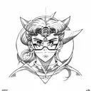 A tattoo of Sailor Moon and Jojo's Bizarre Adventure characters in a cyberpunk setting tattoo design idea